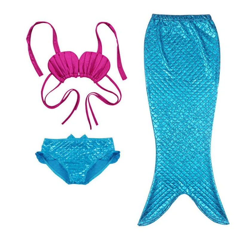 

Costume 3pcs Girl Child Birthday Holiday Mermaid Tail Cosplay Bikini Set Swimsuit 3-9Y