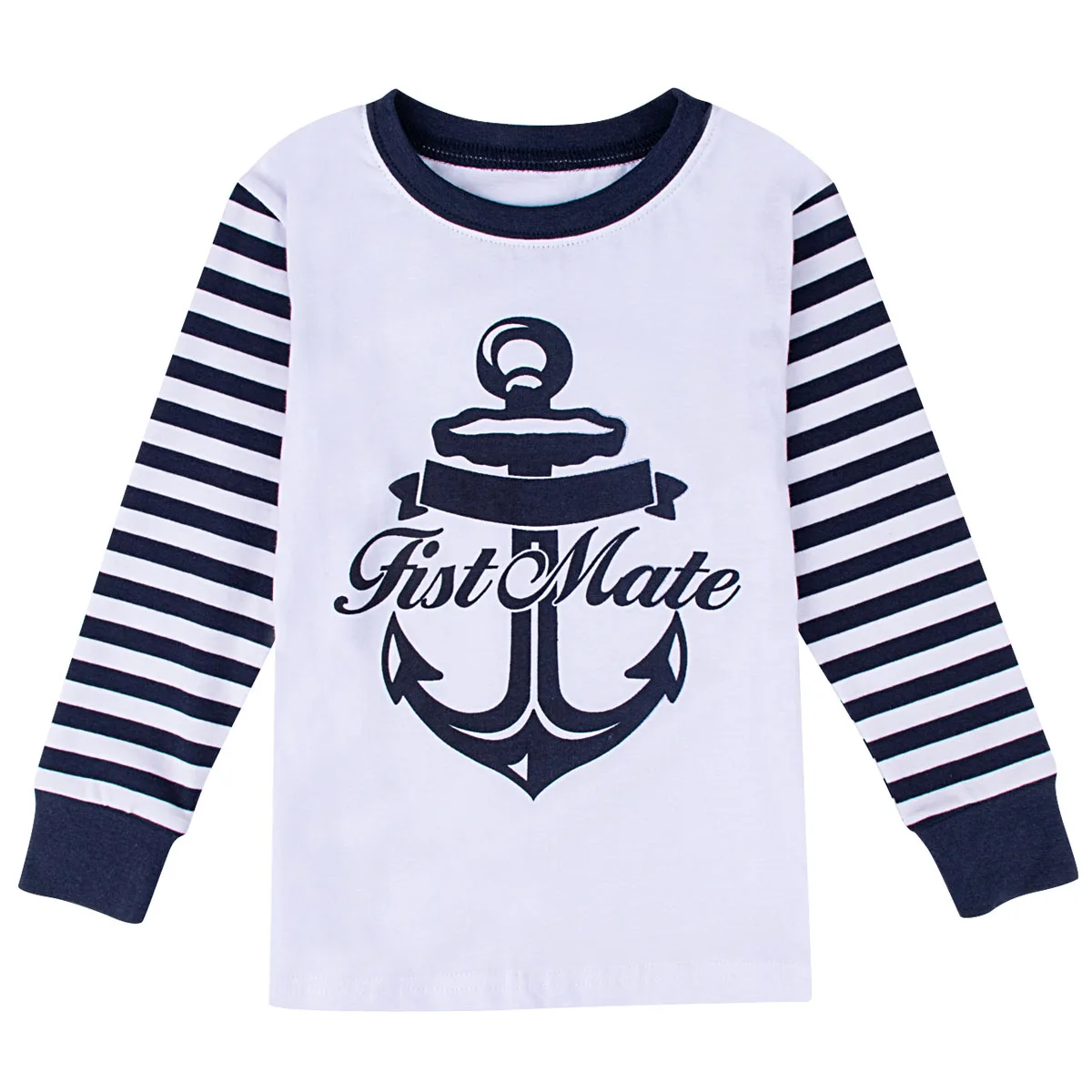 Детские пижамы для мальчиков комплект одежды сна в морскую и полоску с пиратским