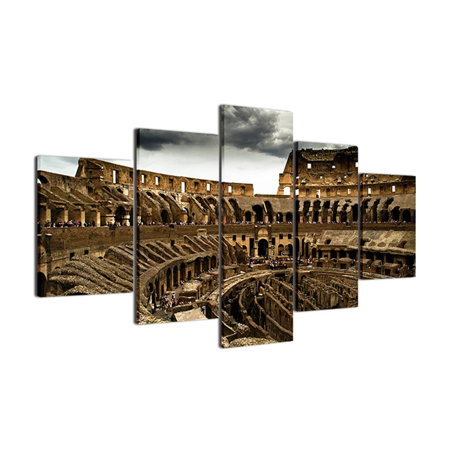 

Posters And Prints On The Wall Frame Modular Pictures Vintage 5 Panel The Roman Colosseum Home Decor Paintings On Canvas