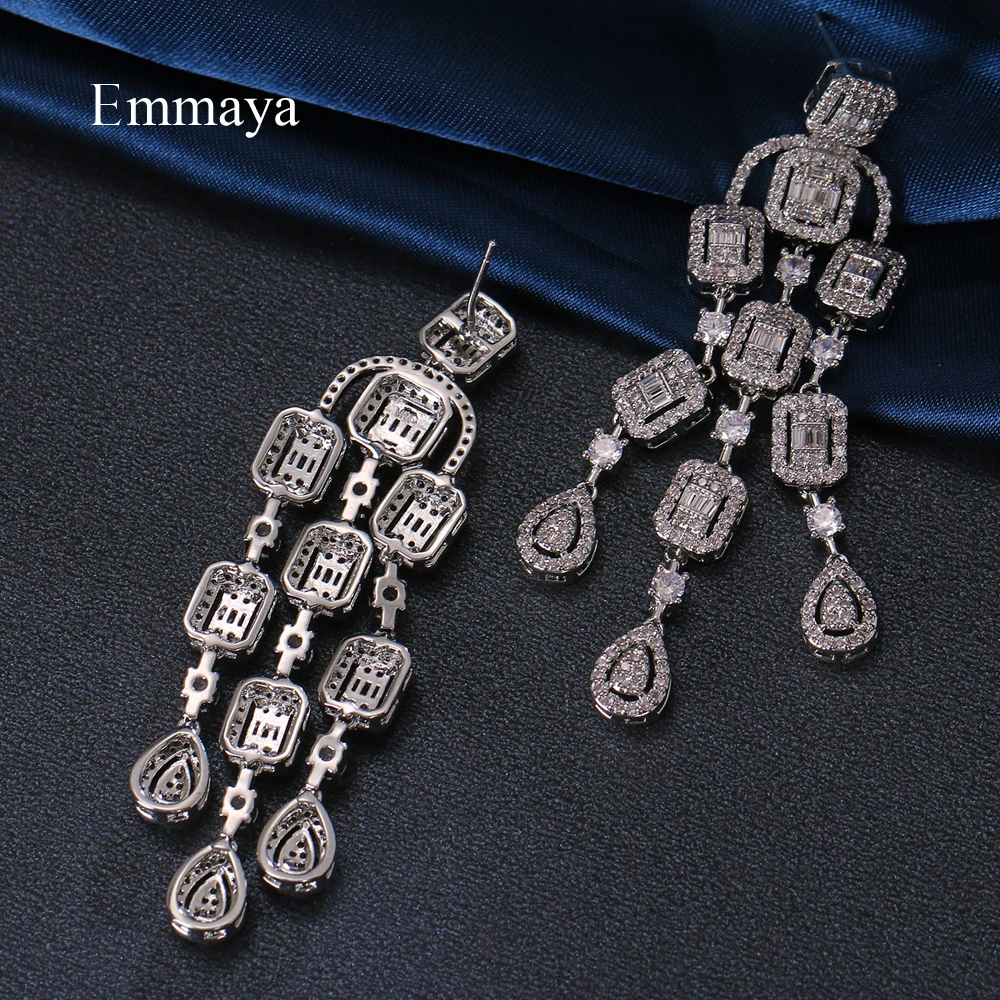 Серьги кисточки Emmaya с фианитами женские длинные висячие украшения различных
