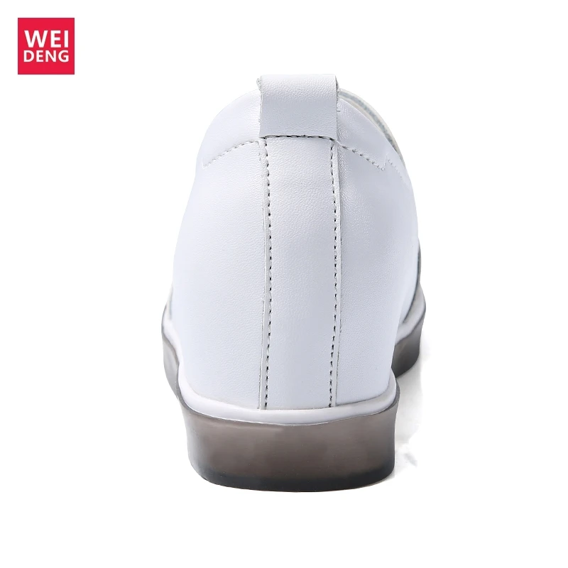 WeiDeng/женская повседневная обувь из натуральной кожи Лоферы на платформе для