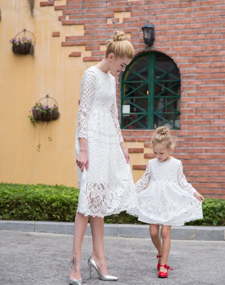 Весна 2019 кружевное платье для мамы и дочки семейное свадебное платья свадебная