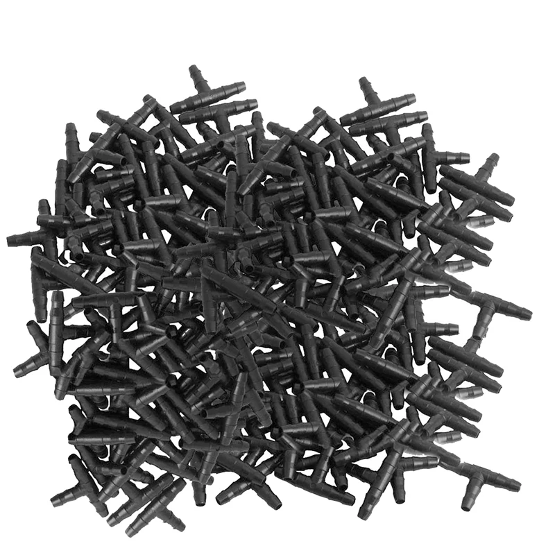 

Drip Irrigation Barbed Connectors, Universal Barbed Tee Fittings 100Pcs, Fits 1/4 inch Drip Tubing (4/7mm Tee Pipe)