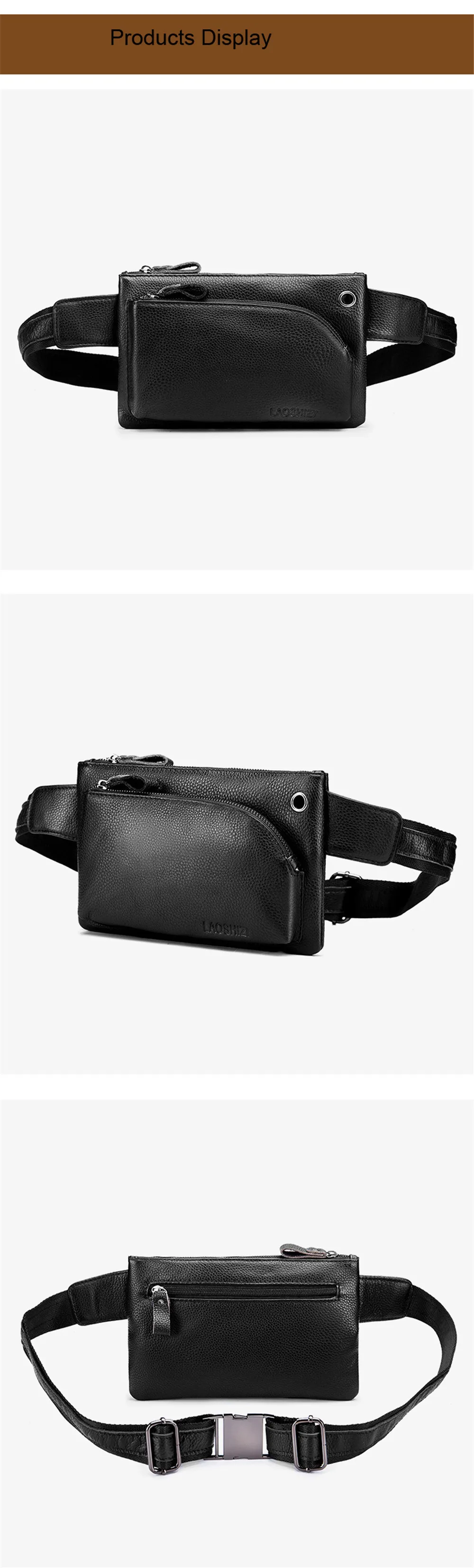 Genuine Leather Bags Belt Messenger Bag Men Small Waist Hip Bag for Man Waist Packs Pouch Men's Crossbody Bags 91126