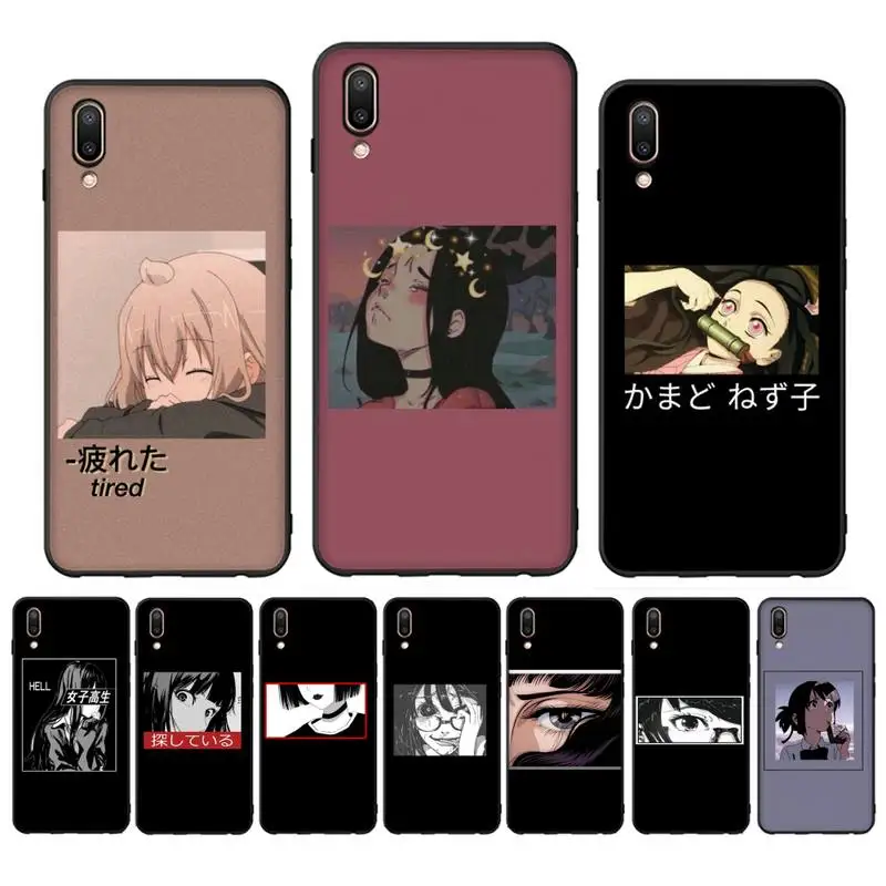 

Anime Teenage girl animation Phone Case For Oppo Reno Realme C3 6Pro Cover For vivo Y91C Y17 Y19 Funda Capa