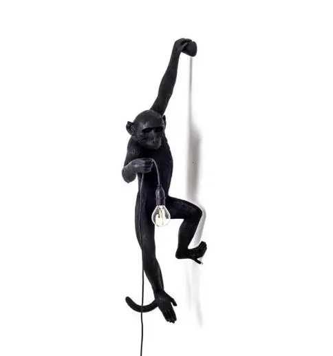 monkey wall lamp Современная черная лампа в форме обезьяны смолы пеньковая веревка Seletti лампа в форме обезьяны Белая Гостиная обезьяна огни в подвесные светильники подвесной светильник E27 - Цвет корпуса: monkey wall lamp