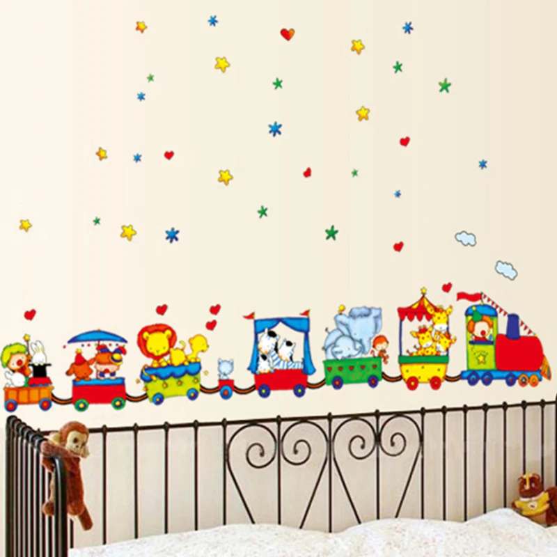 Виниловые наклейки MAMALOOKArt с животными цирковыми поездами самодельные съемные на
