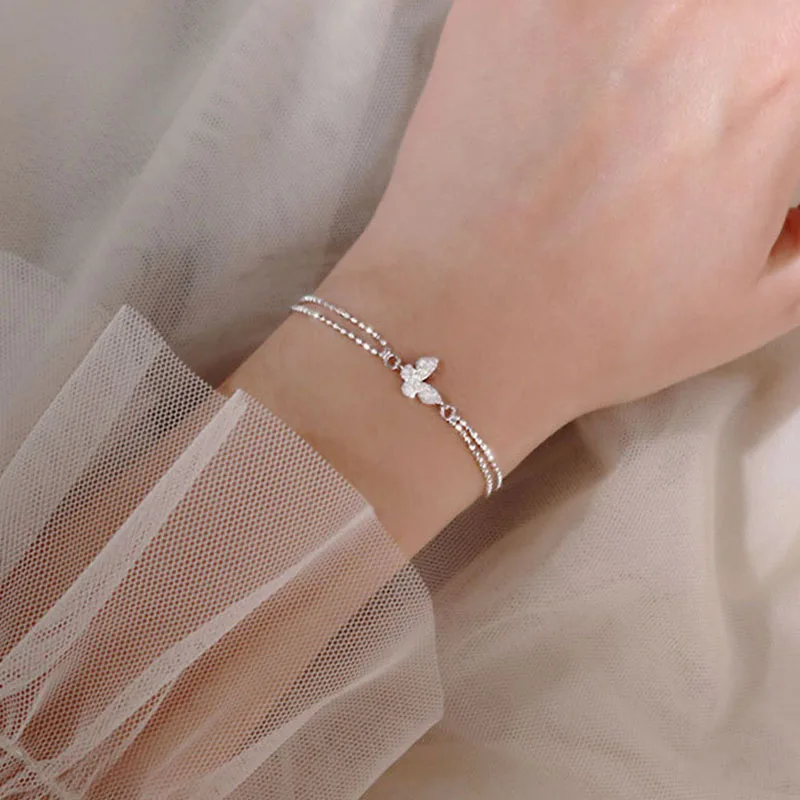 

Женский браслет xxixx, из серебра 925 пробы светильник с изящной бабочкой, с фианитами, ювелирные изделия из чистого Красного цвета, x-52