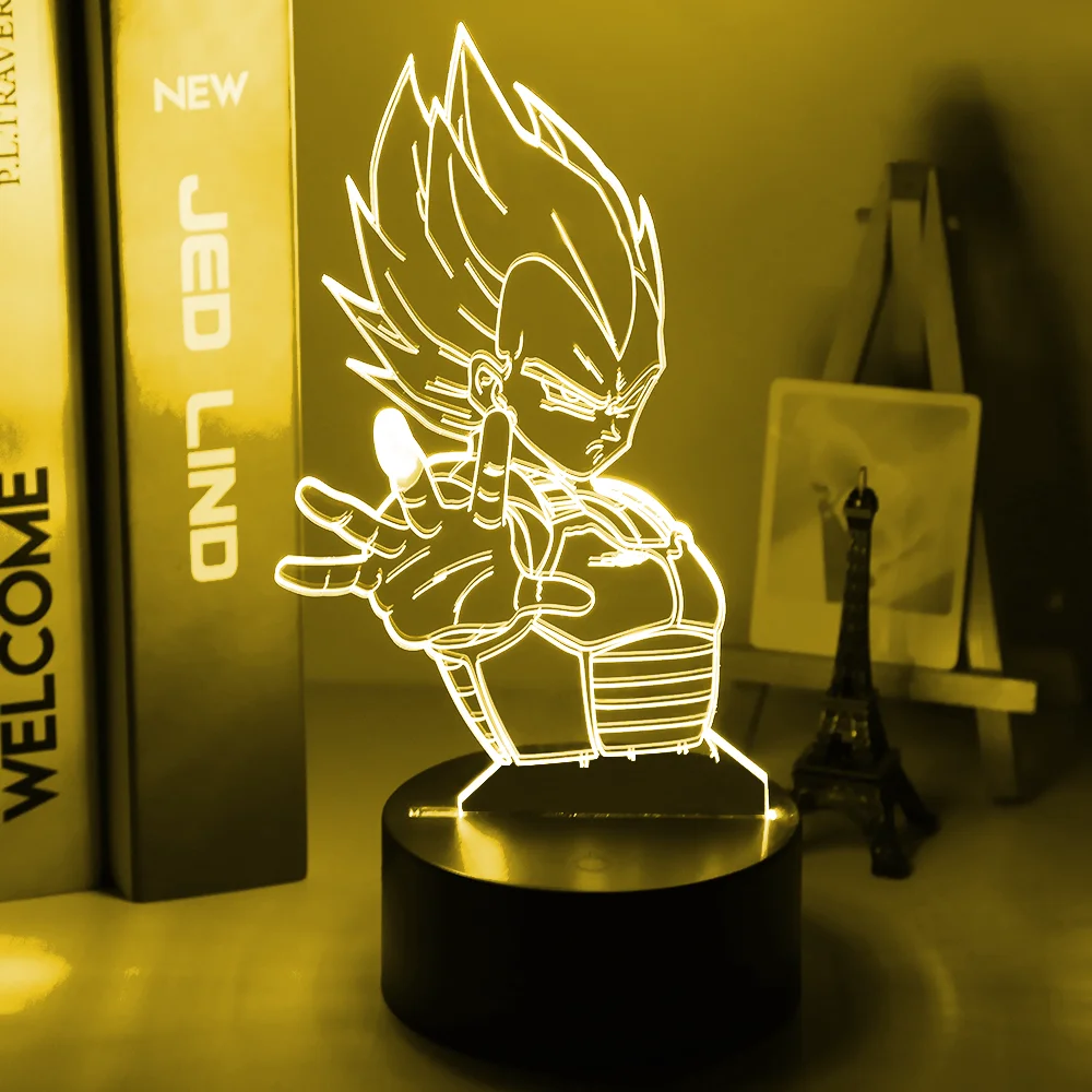 Японский аниме Drogan Ball фигурка Вегета СВЕТОДИОДНЫЙ Ночник светильник 3d иллюзия
