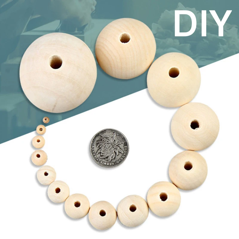 

Wholesale 4-50mm Natural Color Wood Beads wristlet tassel keychain Loose Spacer Beads for Jewelry Making DIY Bracelet Necklace