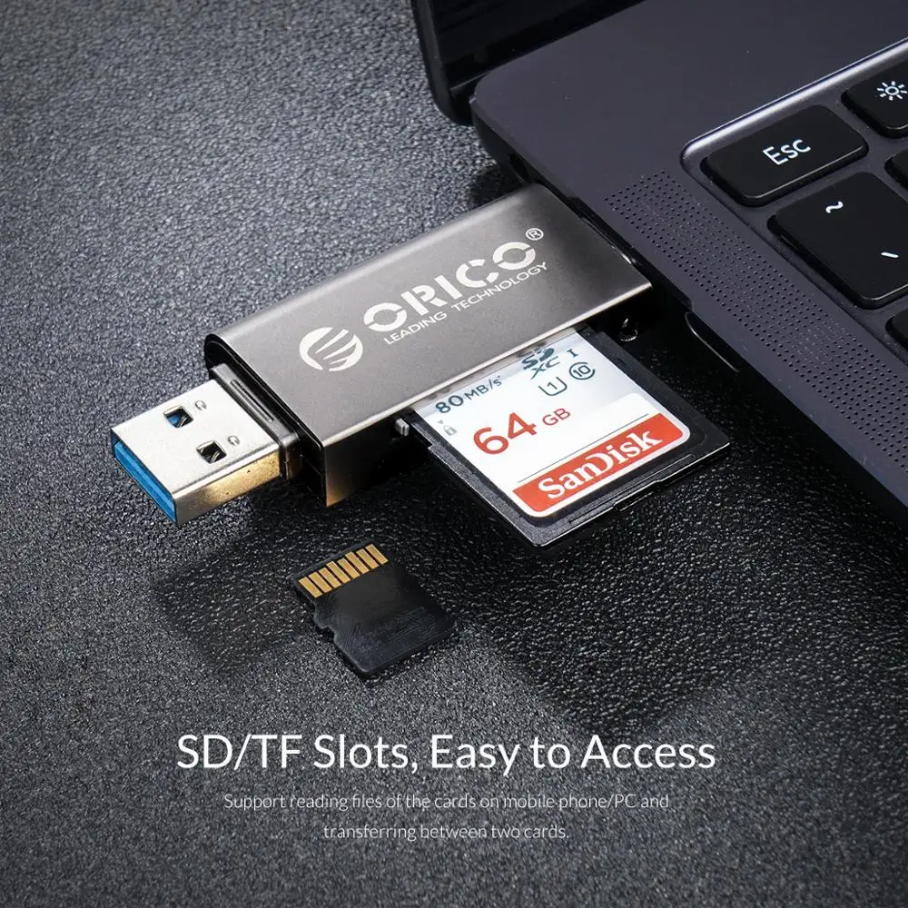 ORICO кард-ридер USB 3,0 2 в 1 SD/Micro SD TF OTG Smart memory type C кард-ридер высокоскоростной адаптер для ПК компьютера ноутбука