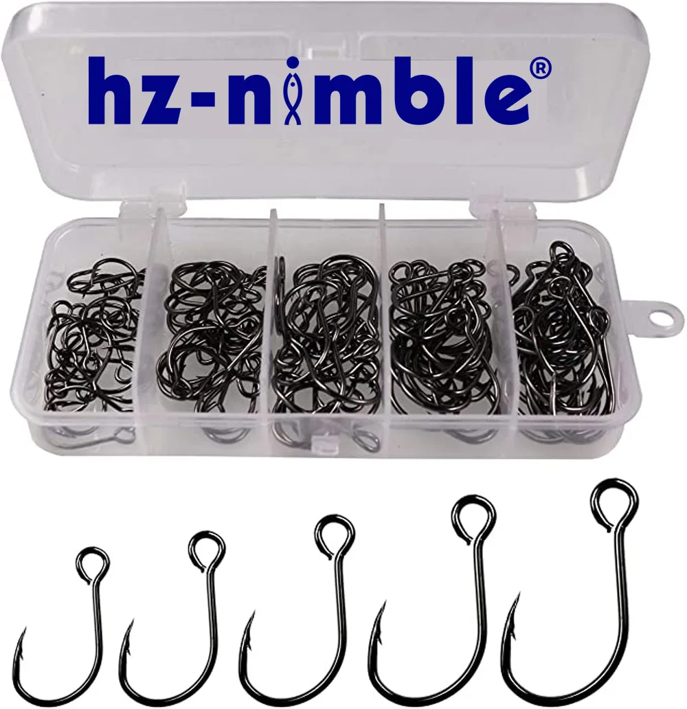 100 шт./корт. Встроенный одиночный крючок Большой глаз с зазубриной сменный