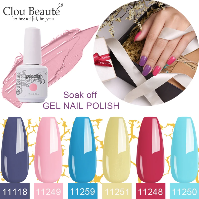 Clou Beaute Новые поступления Цветной Гель лак для ногтей 15 мл быстросохнущее