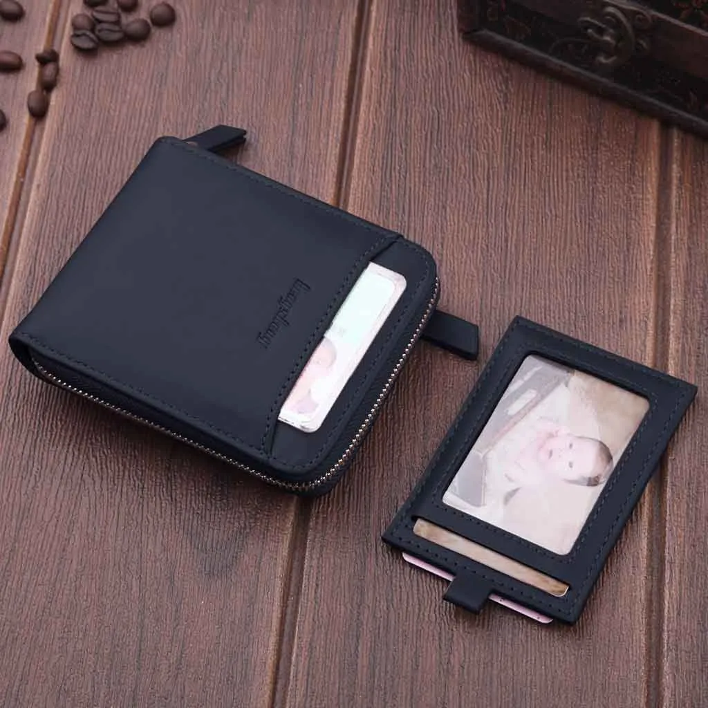 Мужской кожаный кошелек с цепочкой мужской держатель для карт мини монет