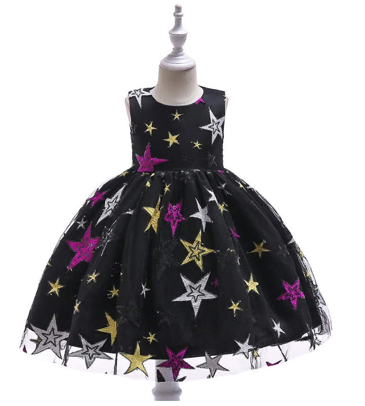 

Fashion kid dress Star embroidery princess dress Delicate design Performance show dress up