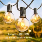 Гирлянда G40 с круглыми лампочками, Праздничный Рождественский шнурок с теплым белым светом, водонепроницаемые уличные лампочки для патио, сада, заднего двора, Декор