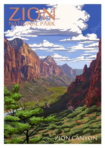 Постер на холсте с изображением национального парка спрингдейла Юта винтажные