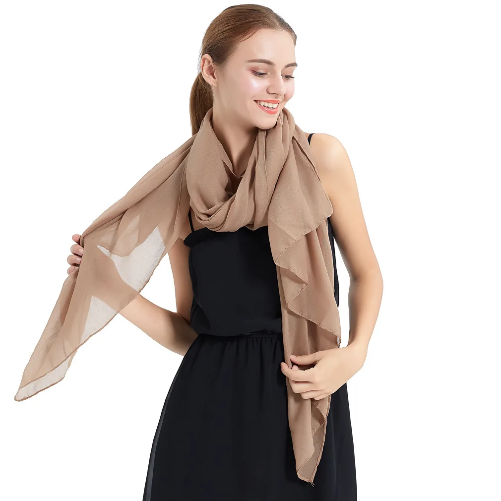 

Solid Color Cotton Hijab Scarf Women Muslim Turban Scarves Long Shawls And Wraps Head Scarf Fashion Islamic Female Headband