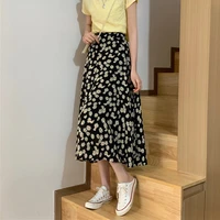 woman skirts 2021 spring new korean version of the small daisy mid length a line skirt small high waist skirt women