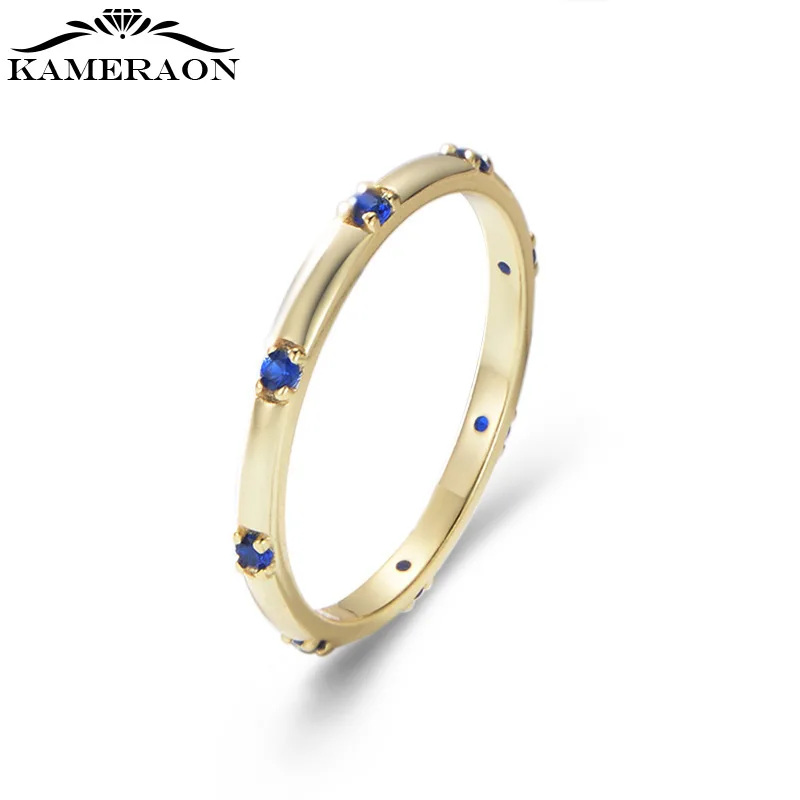 

Real Solid S925 Silver Simple Fashion Female Engagement Finger Rings Blue Green AAA Zirconia Jewelry Stackable Classic For Women