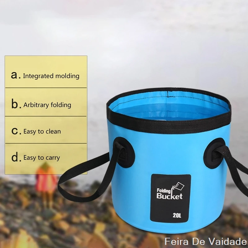 

20L Waterproof Water Bags Fishing Folding Bucket Portable Bucket Water Container Storage Carrier Bag