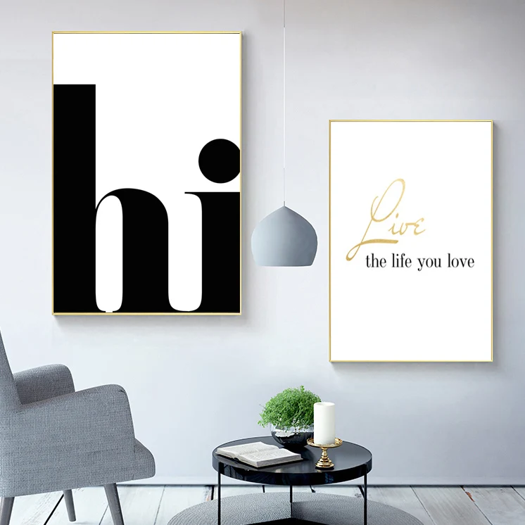 Скандинавский плакат Hi Quotes Wall Art Холст Живопись минималистичные плакаты и принты абстрактный холст печать настенные картины Домашний декор - Цвет: 2-pieces
