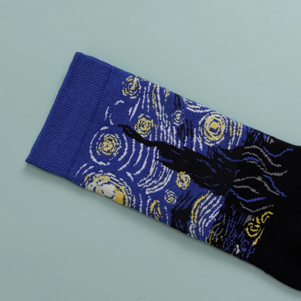 

Funny Happy Socks Male Socken Cotton Socks Men Starry Night Winter Retro Women Personality Art Van Gogh Socks Oil Painting Socks