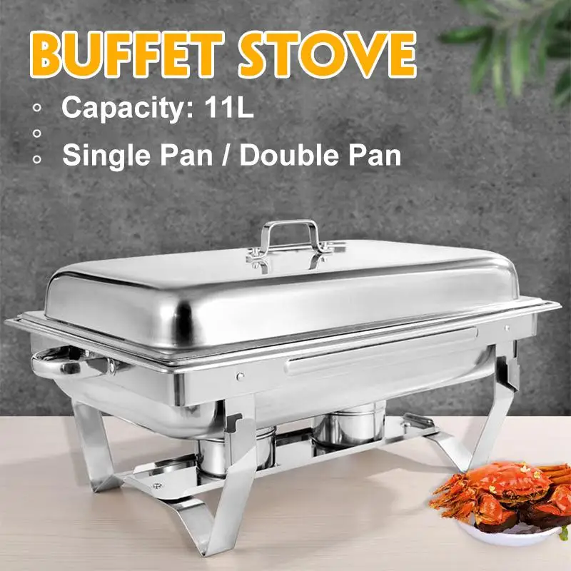 

11L Foldable Stainless Steel Square Buffet Stove Dish Set Container Food Warmer for Catering Buffet Set Rectangular Chafing Dish