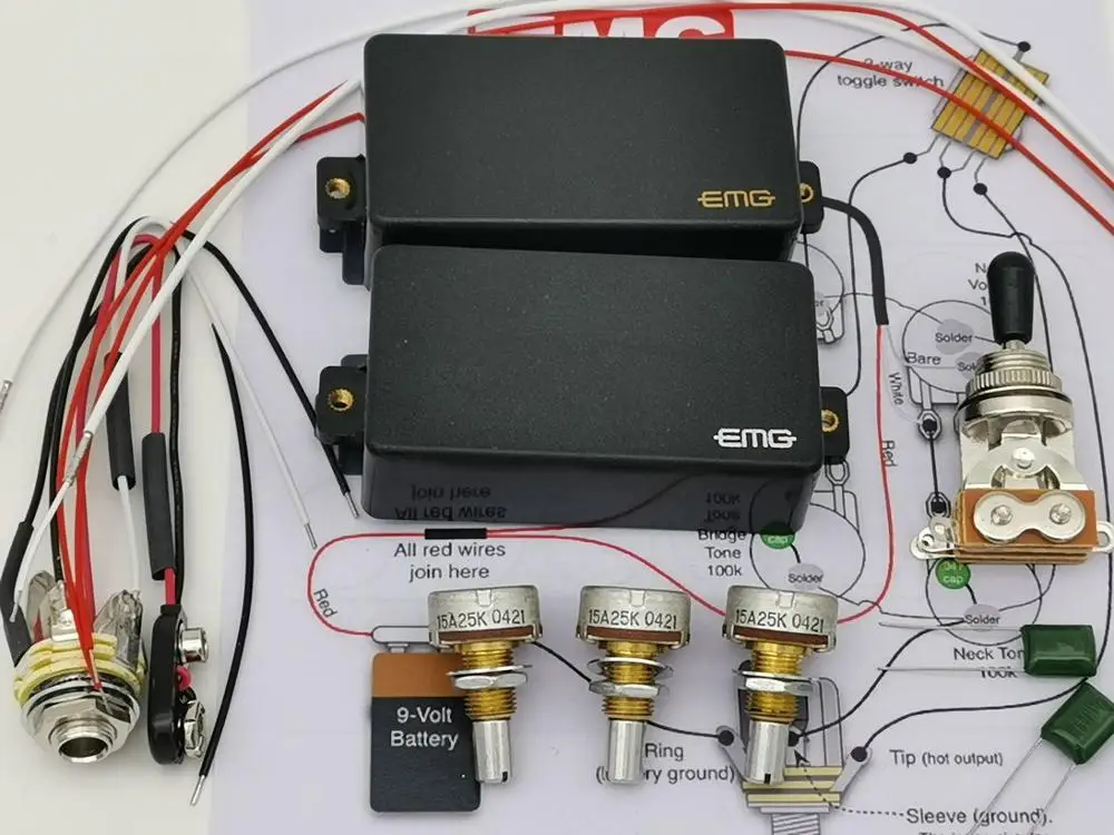 3 Potentiometer Гитарный звукосниматель активные звукосниматели Хамбакеры электрогитара с 25 к аксессуары для потенциометра+ чертежи установки - Цвет: 3 Potentiometer