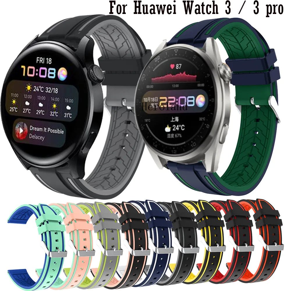 

WatchStrap For Huawei Watch 3 pro SmartWatch Band 22MM Soft Silicone Bracelet WirstStrap Accessories For Ticwatch Pro 3 Belt hot