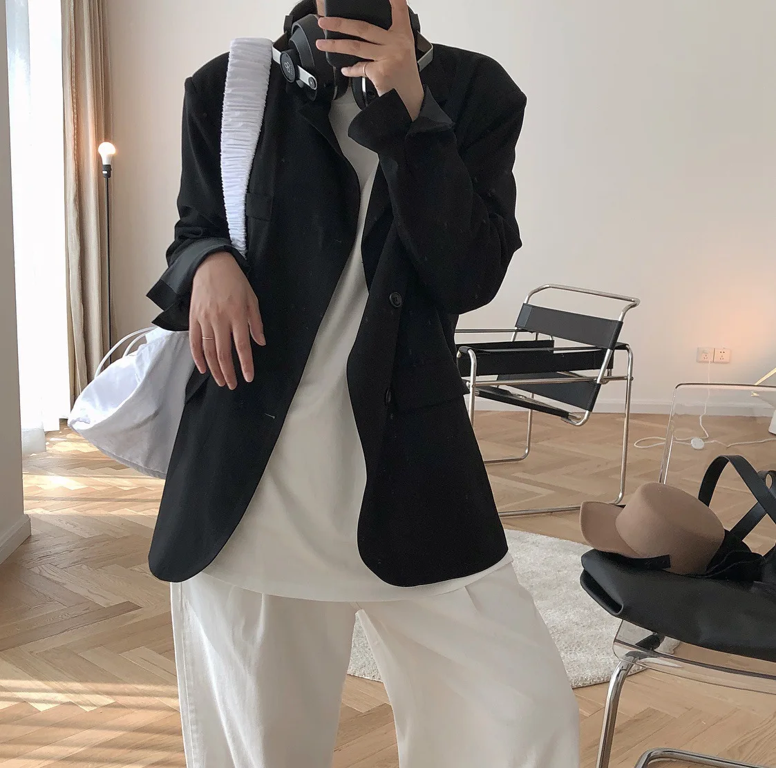 

Spring Simple Women Jacket Turn-down Collar Purpel Suit Korean Fashion Outwear Oblique Placket Asymmetrical Solid Casual Coat