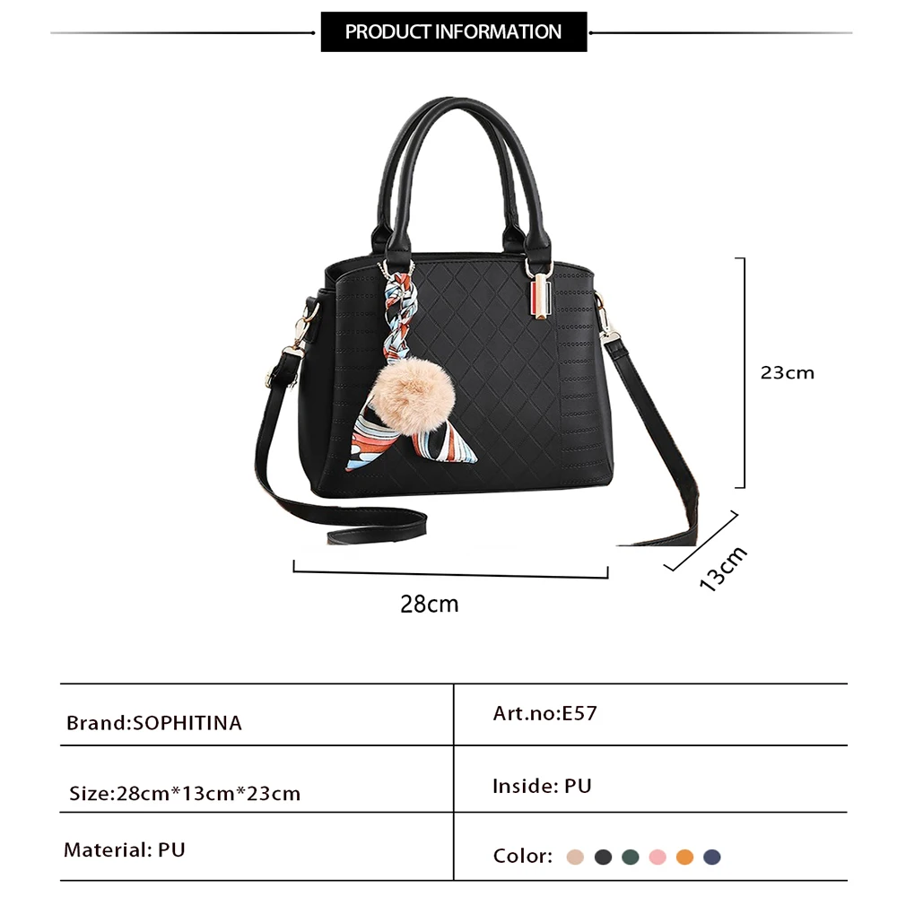 Женская сумка на плечо SOPHITINA с ромбовидным узором плюшевый шарф подвеской