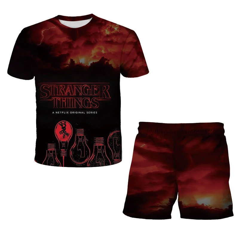

Stranger Things Children's Set 3D printed T-Shirt Funny Coat For Girls Baby Boys Summer Tshirt Casual Streetwear o-neck Clothes