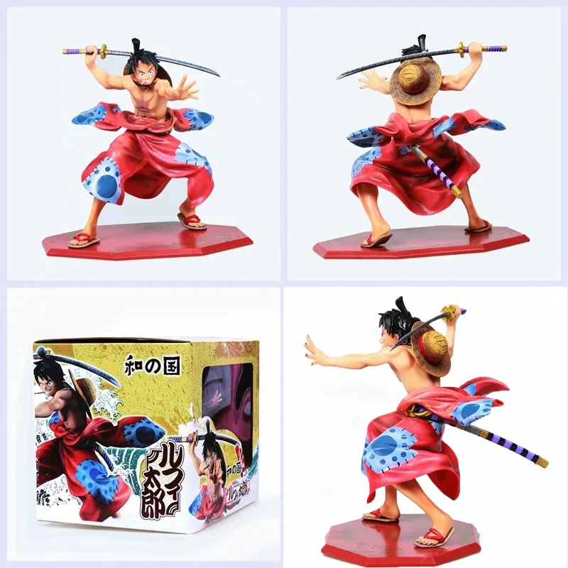 

New 17CM Japanese Anime One Piece Figure Samurai Taro Version Kimono Monkey D Luffy PVC Action Figurine Model Figur Toys Gift