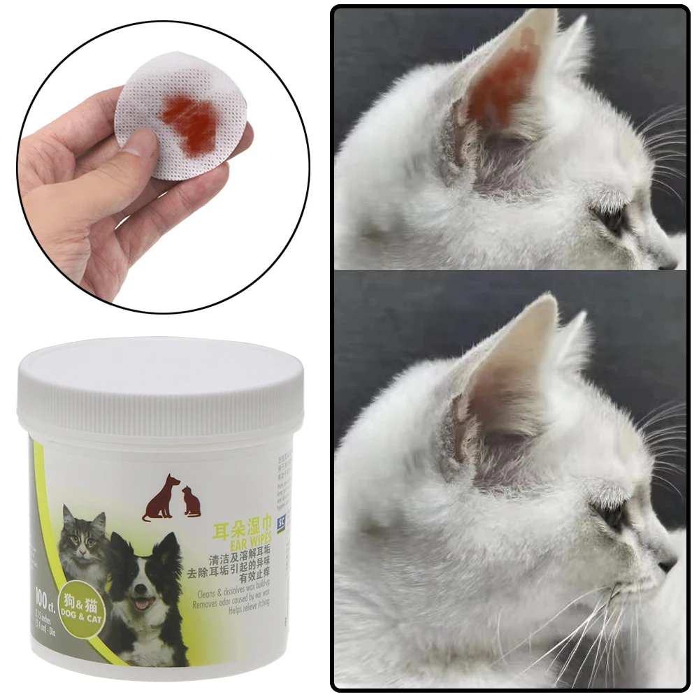 

100 Pcs/lot Stop Itching Gentle Cleaning Pet Ear Cleaner Wipes for Dogs Keep Hygiene