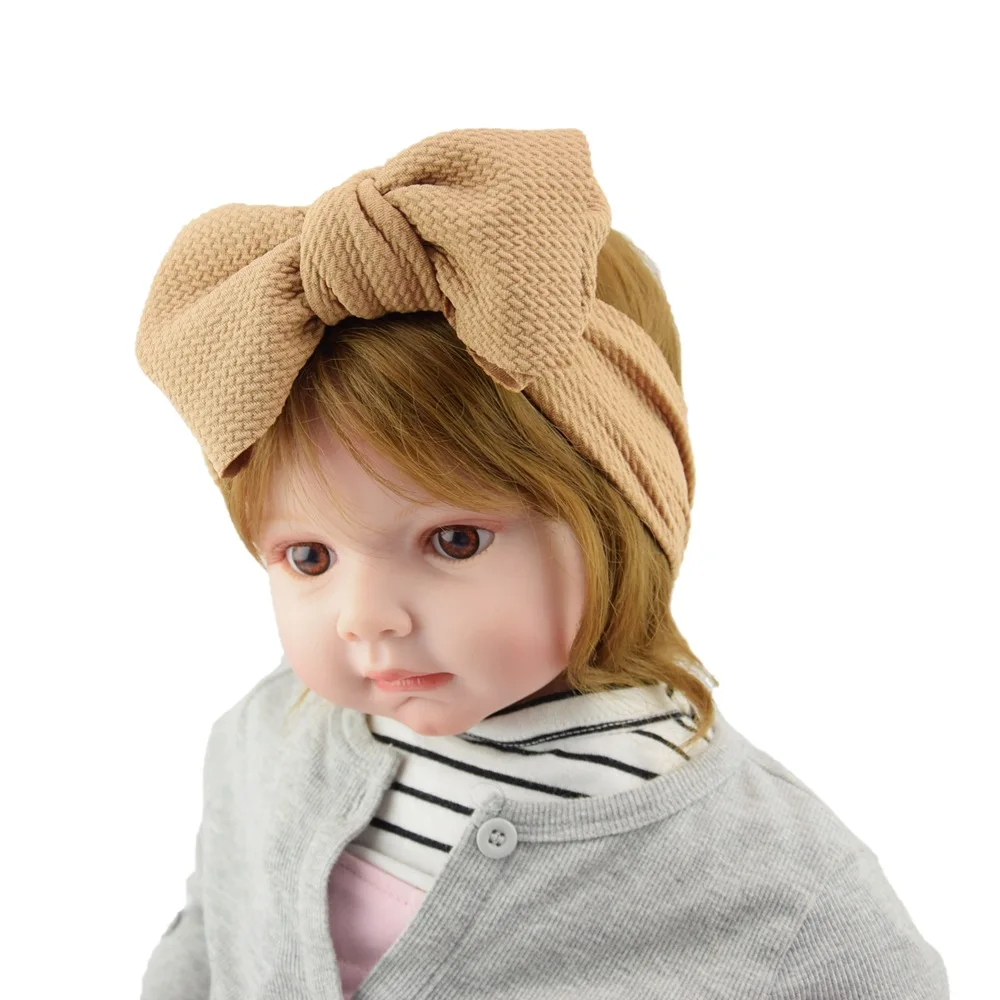 New Solid Cute Baby Girls Big Bow Hairband Headband Cotton Stretch Turban Knot Head Wrap Headwear | Мать и ребенок