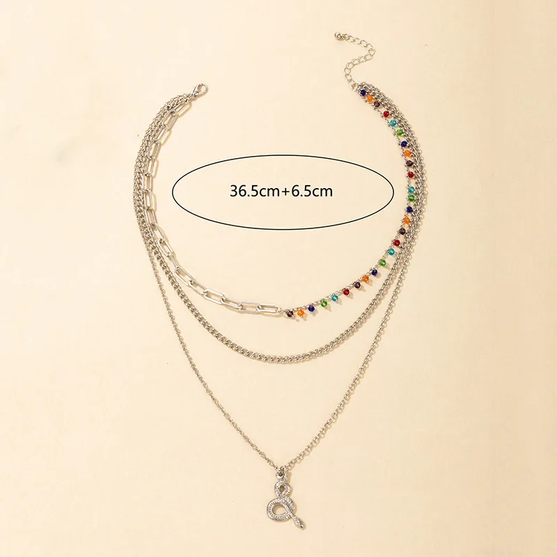 Женское многослойное ожерелье-чокер с кулоном в виде змеи | Украшения и