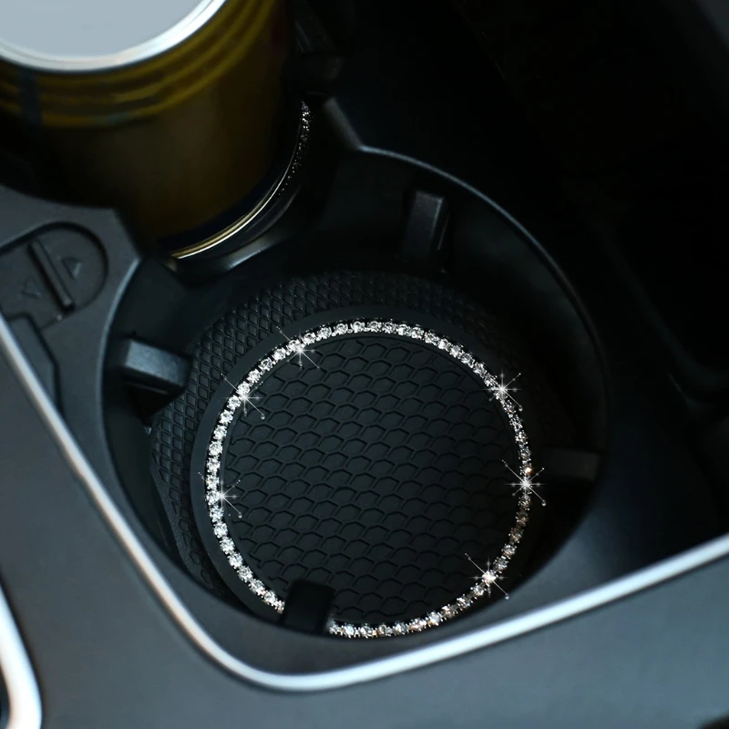 

Universal Vehicle Cup Holder Insert Coaster Car Interior Accessories Silicone Anti Slip Crystal Rhinestone Car Coaster
