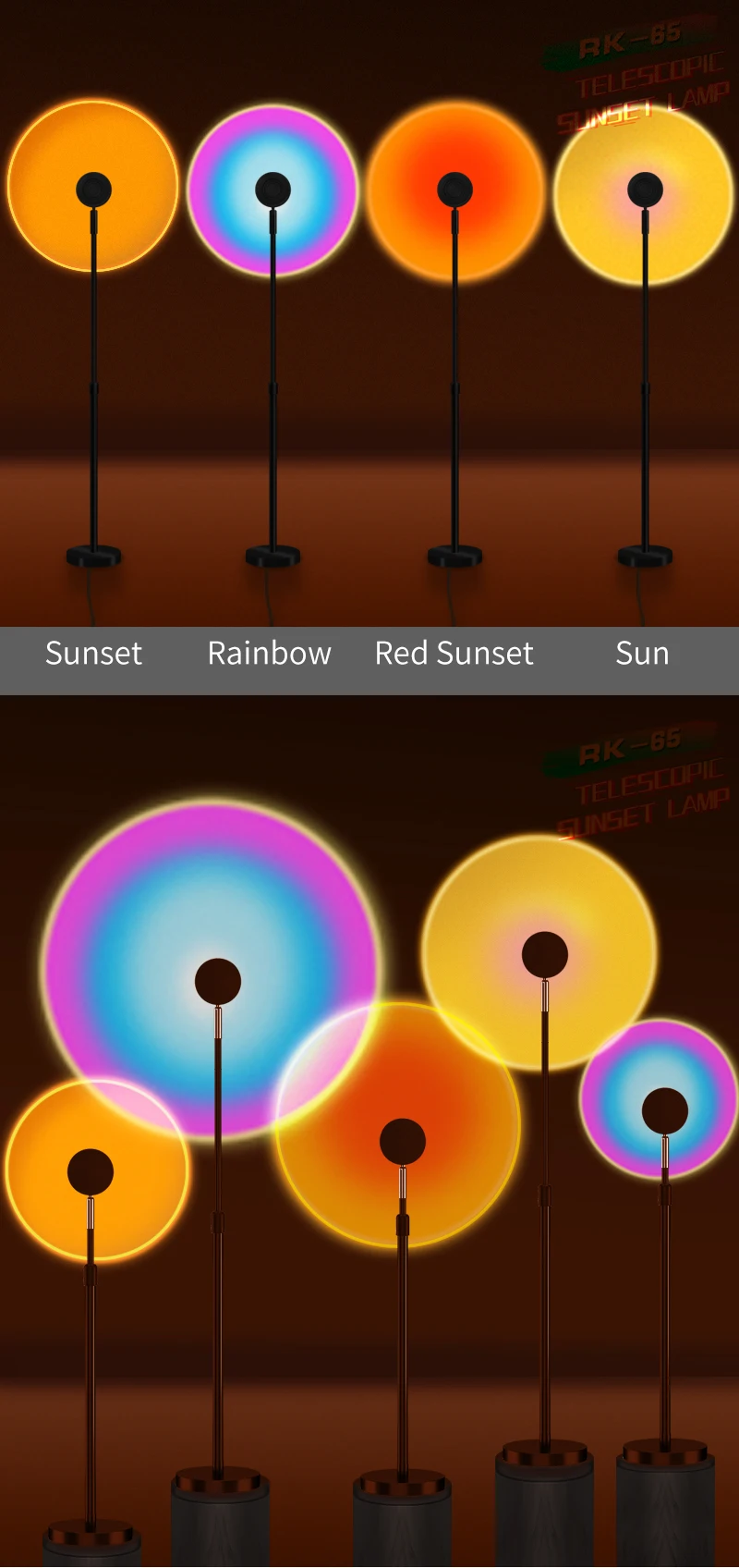 

Ins Photography Sunset Projection Lamp Sunset Light decor 180 Degree Rotation Projection Desk Lamp Colorful LED Sun Lamp