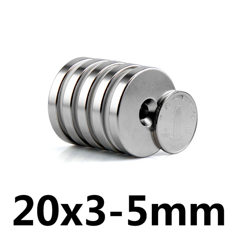 20/50/100 шт N35 супер сильный постоянный круглый 20x3 мм отверстие 5mmNeodymium потайной