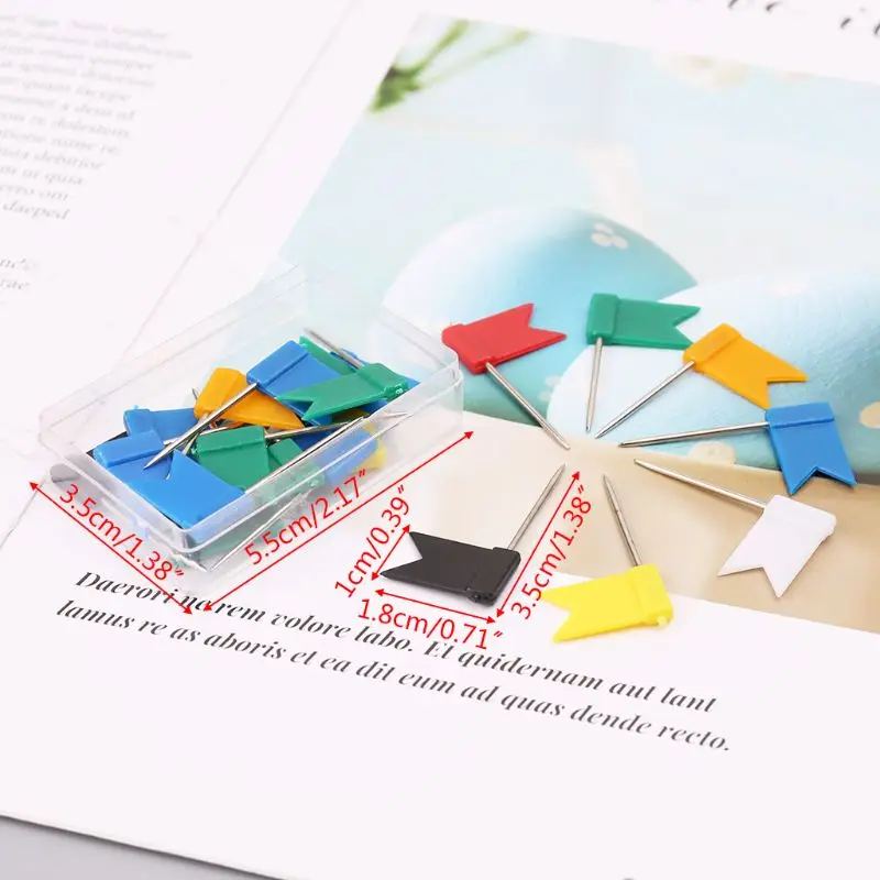 160Pcs Multi Color Flag shaped Push Drawing Pins Notice Cork Board Map Marker Thumbtack Office Supplies | Канцтовары для офиса и