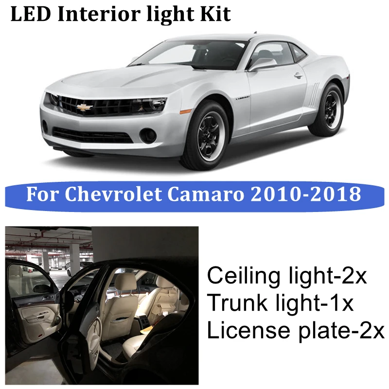 

5x ErrorFree Led interior lights Kit For Chevrolet Camaro 2010-2018 Led Cars lighting kit automotive Ceiling Trunk bulbs