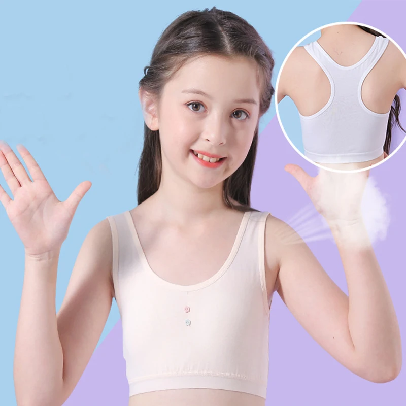 EuerDoDo-ropa interior para ni&ntilde;as, sost&eacute;n de entrenamiento, Tops de algod&oacute;n, Tops cortos sin mangas transpirables, deportivos informales-0