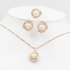 Розовое золото цвет меняется камень ожерелье серьги кольцо комплект ювелирных изделий для невесты 585 золотое ожерелье серьги кольцо Мода для женщин, праздничное платье-пачка