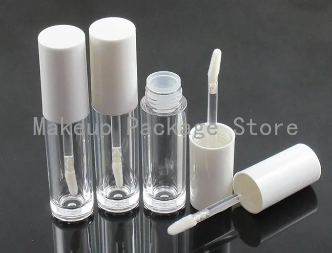 

5ML Clear Plastic Empty Cosmetic Lip Gloss Tube with White Lid, Round Makeup Lip Paint Oil Refillable Bottle, Lipstick Tube