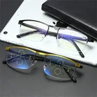 Умные многофокальные очки Seemfly в стиле ретро для чтения с прогрессивными синими лучами, классические очки унисекс в металлической оправе с прозрачными линзами для дальнозоркости