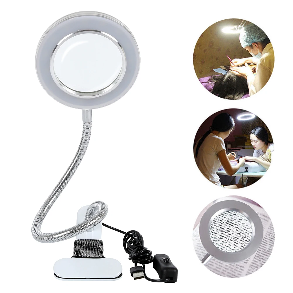 Makeup Equipment Clamp Tatoo Lantern Usb Cold Light Led Lamp Magnifying Glass Nail Art Beauty Salon 8X | Красота и здоровье