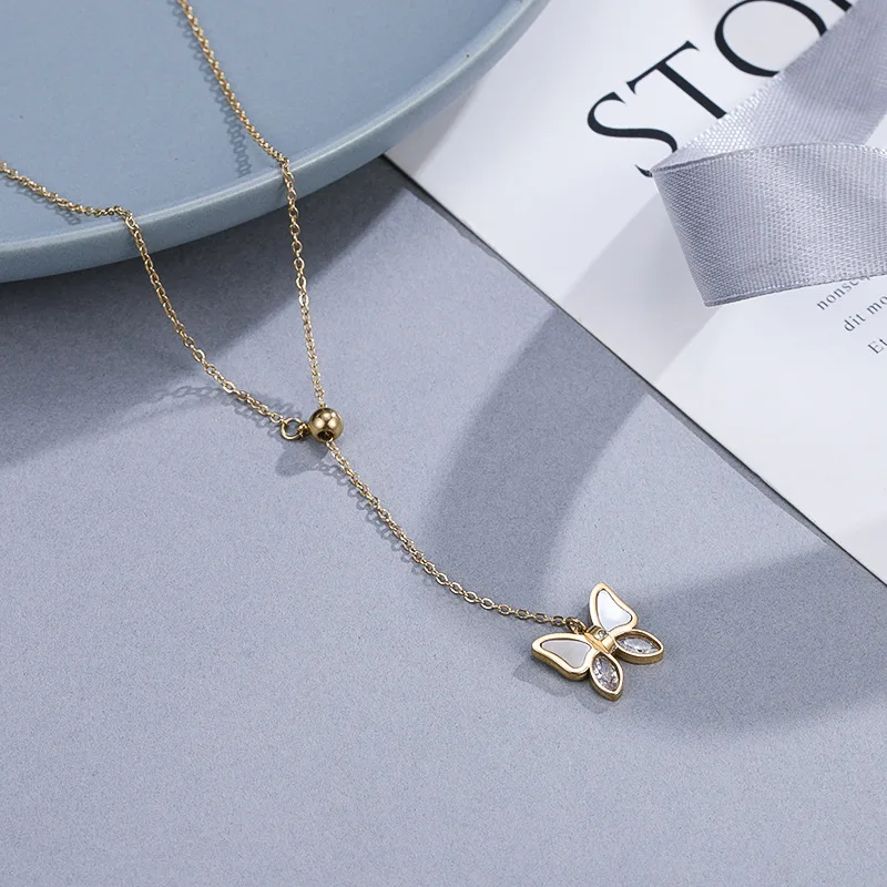 Европейское и американское ожерелье с бабочкой из нержавеющей стали | Украшения