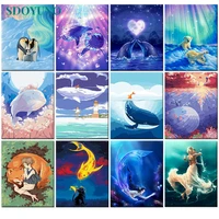 sdoyuno 60x75cm pictures by numbers diy painting by numbers on canvas frame cartoon digital hand painting animals draw number