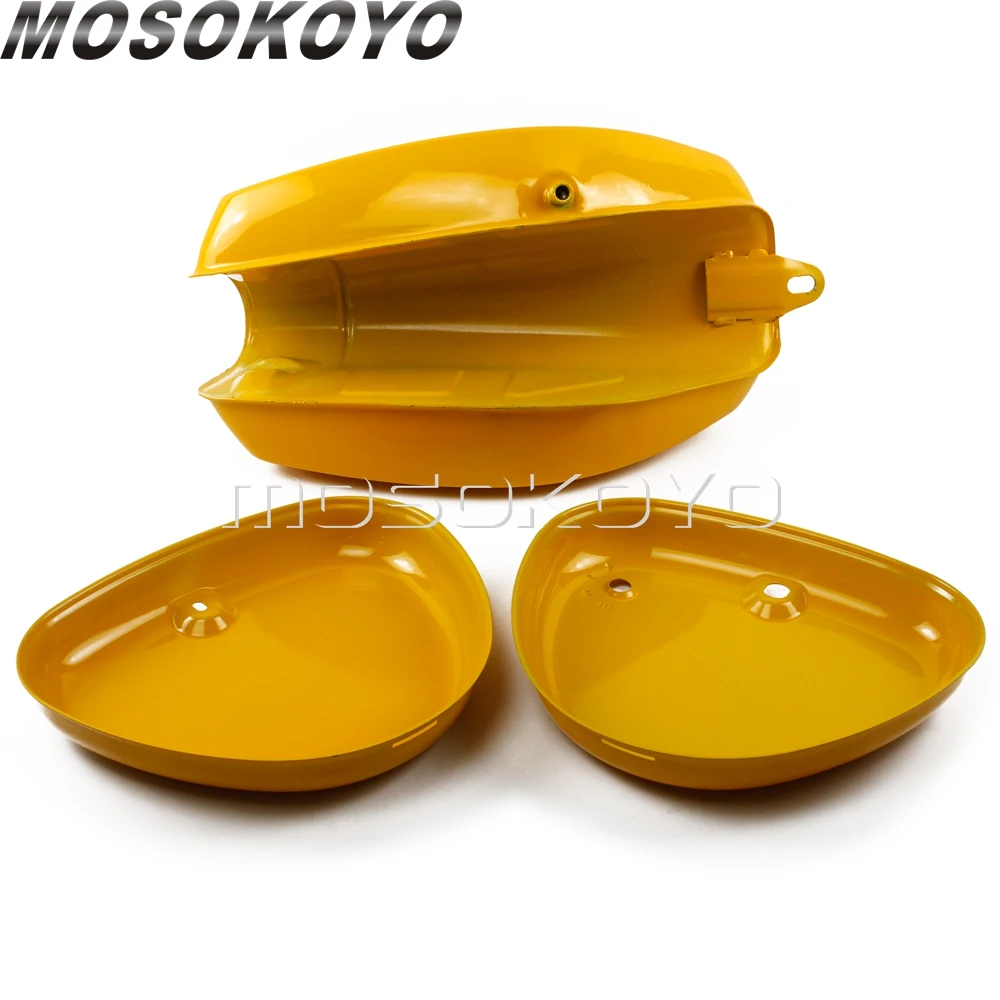 Retro Motorcycle Yellow Oil Fuel Tank with Right+ Left Side Cover Pad for Simson S50 S51 S70 all years (190830, 200655, 200200)